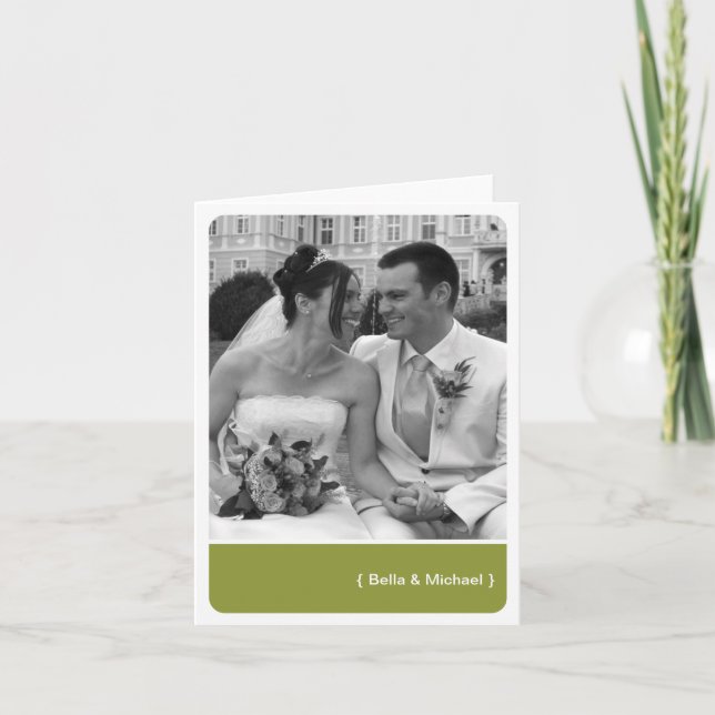 Tarjeta De Agradecimiento Esquina de la esquina verde foto moderna gracias (Anverso)