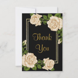 Tarjeta De Agradecimiento Esquina elegante chic rosas marfil boda agradecimi