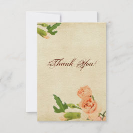 Tarjeta De Agradecimiento Esquinas del clavel del melocotón de la acuarela