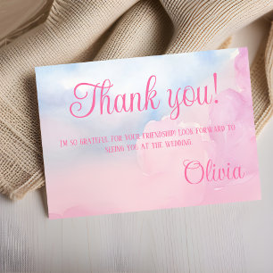 Tarjeta De Agradecimiento Está en la ducha nublada de color rosa color agua
