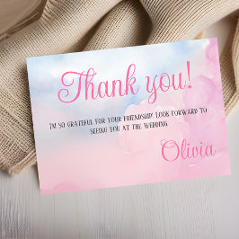 Tarjeta De Agradecimiento Está en la ducha nublada de color rosa color agua