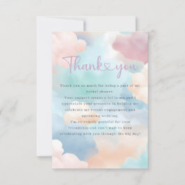 Tarjeta De Agradecimiento Está en la nube de nueve colores pasteles, ducha d