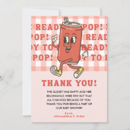Tarjeta De Agradecimiento Está lista para parir Fiesta de bebé Retro Gingham