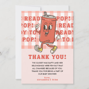 Tarjeta De Agradecimiento Está lista para parir Fiesta de bebé Retro Gingham
