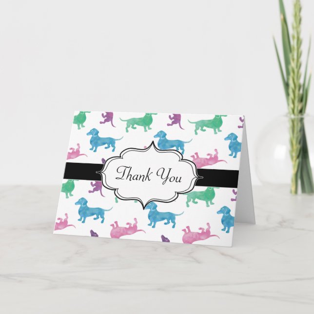 Tarjeta De Agradecimiento Está lloviendo Dachshunds (Anverso)
