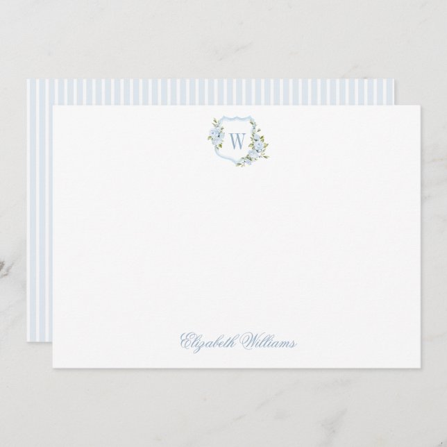 Tarjeta De Agradecimiento Estacionamiento de bebé Escudo floral azul persona (Anverso / Reverso)