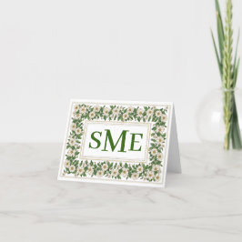 Tarjeta De Agradecimiento Estacionamiento de Monograma Floral Blanco
