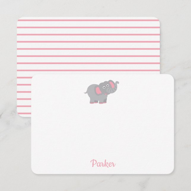 Tarjeta De Agradecimiento Estacionamiento de niños con elefante rosa persona (Anverso / Reverso)