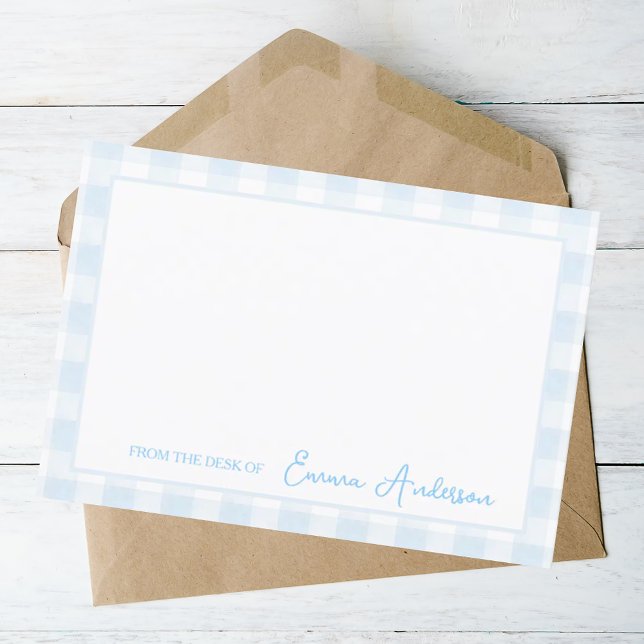 Tarjeta De Agradecimiento Estacionamiento personal de Baby Blue Gingham (Subido por el creador)