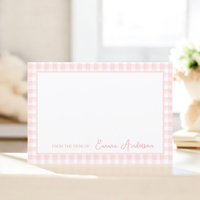 Tarjeta De Agradecimiento Estacionamiento personal de Baby Pink Gingham (Subido por el creador)