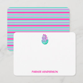 Tarjeta De Agradecimiento Estacionamiento personalizado de dinosaurios púrpu