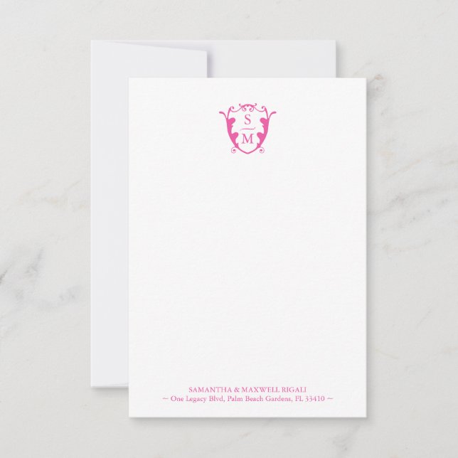 Tarjeta De Agradecimiento Estacionamiento personalizado del monograma rosa d (Anverso)