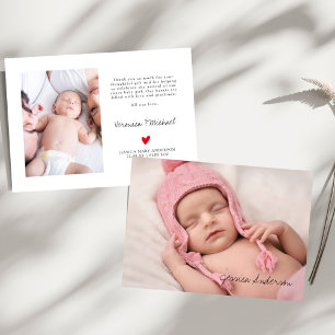 Tarjeta De Agradecimiento Estadísticas de Nacimiento Foto Escritura Moderna 
