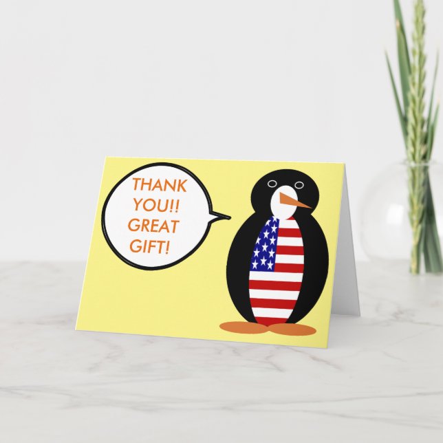 Tarjeta De Agradecimiento Estados Unidos hablando a la Sra. Penguin personal (Anverso)