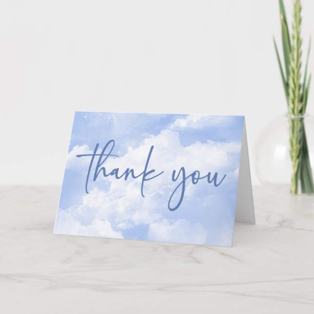 Tarjeta De Agradecimiento Estamos En Cloud Nueve Blue Baby Shower (Anverso)