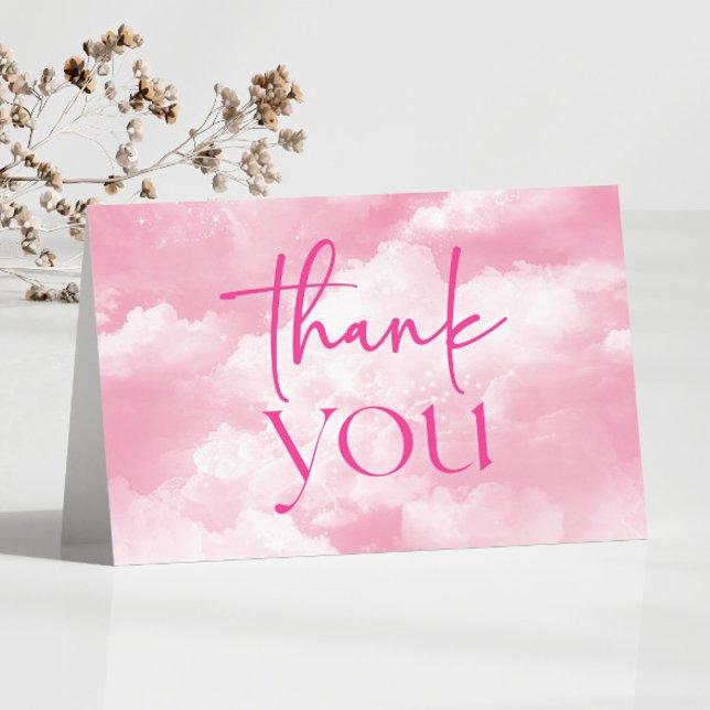 Tarjeta De Agradecimiento Estamos En Nueve Nubes Rosa Baby Shower (Subido por el creador)