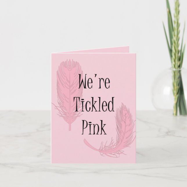 Tarjeta De Agradecimiento Estamos Hickled Pink Feathers Gracias Personalizad (Anverso)