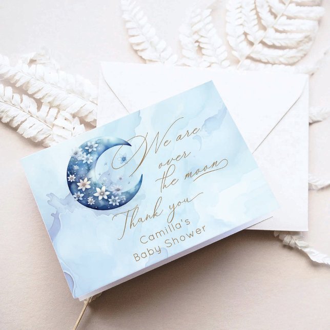 Tarjeta De Agradecimiento Estamos Sobre El Baby Shower De Moon Boy (Subido por el creador)