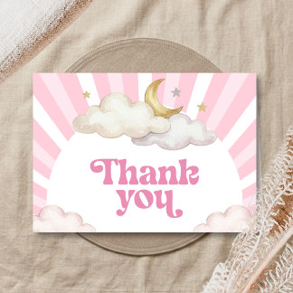 Tarjeta De Agradecimiento Estamos sobre la Luna Baby Shower