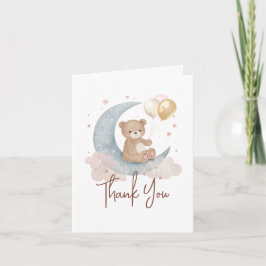 Tarjeta De Agradecimiento Estamos sobre la luna Oso de peluche Baby Shower