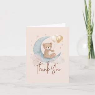 Tarjeta De Agradecimiento Estamos sobre la luna Oso de peluche Baby Shower