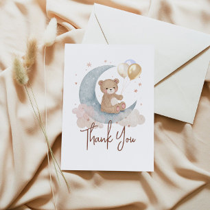 Tarjeta De Agradecimiento Estamos sobre la luna Oso de peluche Baby Shower
