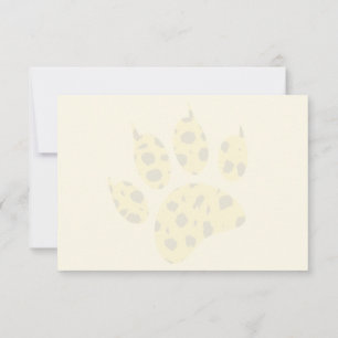 Tarjeta De Agradecimiento Estampa de pata de guepardo Crema en blanco
