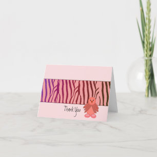 Tarjeta De Agradecimiento Estampado de cebra de coral con pajarito