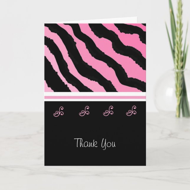 Tarjeta De Agradecimiento Estampado de cebra Gracias (Anverso)