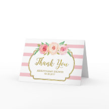 Estantes Florales Rosadas Baby Shower Gold Gracias