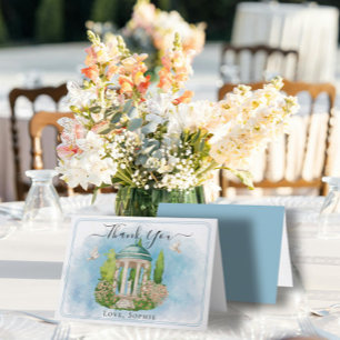 Tarjeta De Agradecimiento Estatua de Gazebo flores palomas Boda Gracias Tarj