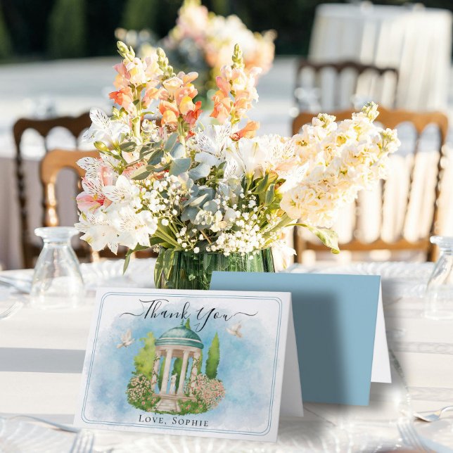 Tarjeta De Agradecimiento Estatua de Gazebo flores palomas Boda Gracias Tarj (Subido por el creador)