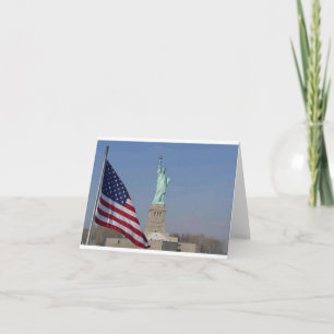 Tarjeta De Agradecimiento Estatua de la Libertad y la bandera estadounidense