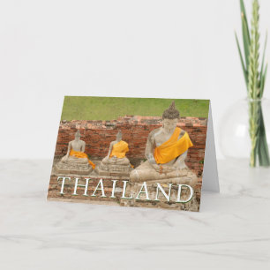 Tarjeta De Agradecimiento Estatuas de Budas sentados Ayutthaya, Tailandia