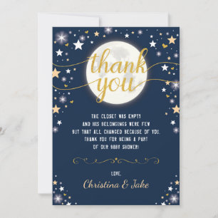 Tarjeta De Agradecimiento Esté en la luna y protagoniza Baby Shower/el