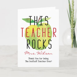 Tarjeta De Agradecimiento Este profesor roca manzana acuarela