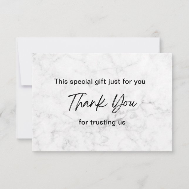 Tarjeta De Agradecimiento Estética de mármol blanco moderno (Anverso)