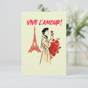 Tarjeta De Agradecimiento Estética de niña parisina – Diseño romántico de la