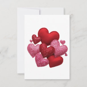 Tarjeta De Agradecimiento Estética minimalista con patrón de corazones rojos
