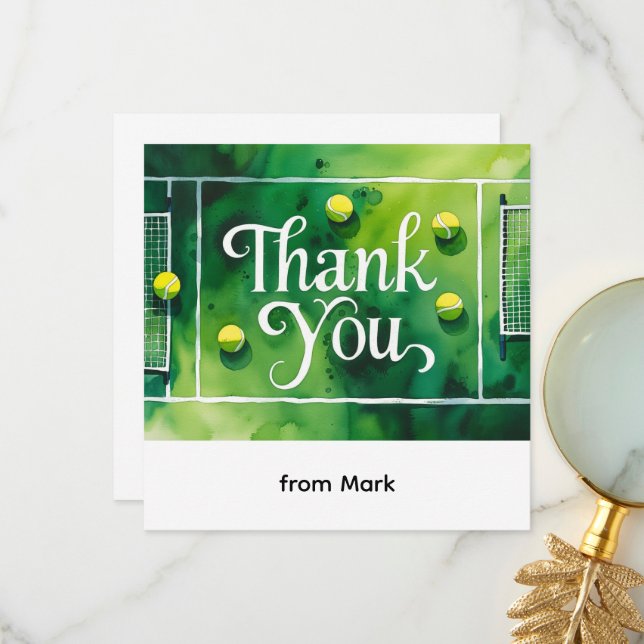 Tarjeta De Agradecimiento Estilo acuarela temática de tenis (Anverso/Reverso In Situ)