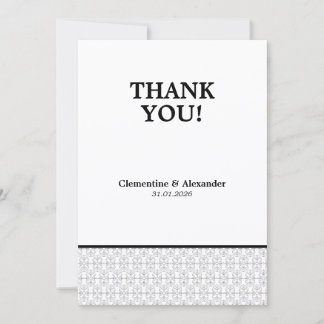 Tarjeta De Agradecimiento Estilo Art Deco Elegante en Blanco y Negro