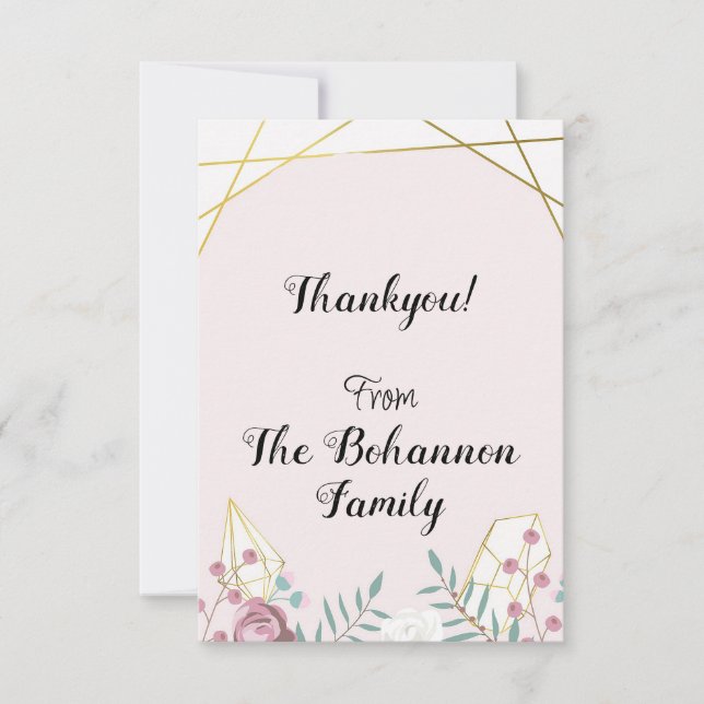Tarjeta De Agradecimiento Estilo Boho Rosa (Anverso)