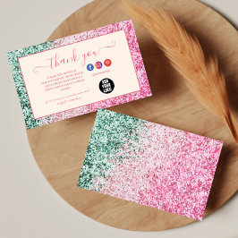 Tarjeta De Agradecimiento Estilo Brillo Rosa Mínimo