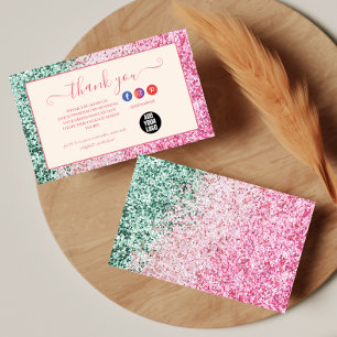 Tarjeta De Agradecimiento Estilo Brillo Rosa Mínimo