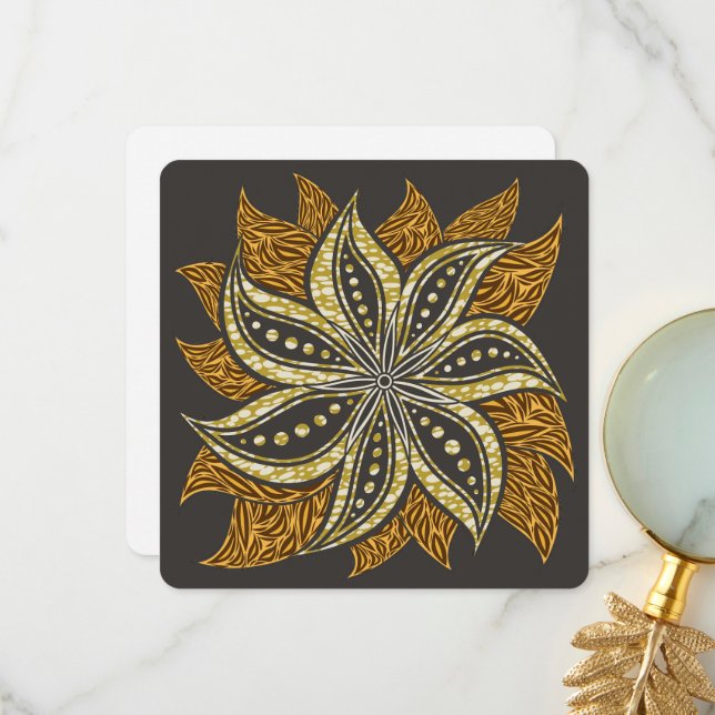 Tarjeta De Agradecimiento Estilo de Batik Floral Resumen Africano (Anverso/Reverso In Situ)