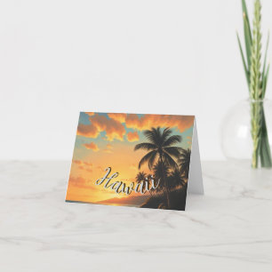 Tarjeta De Agradecimiento Estilo de época Hawai Costa de Viaje Sunset