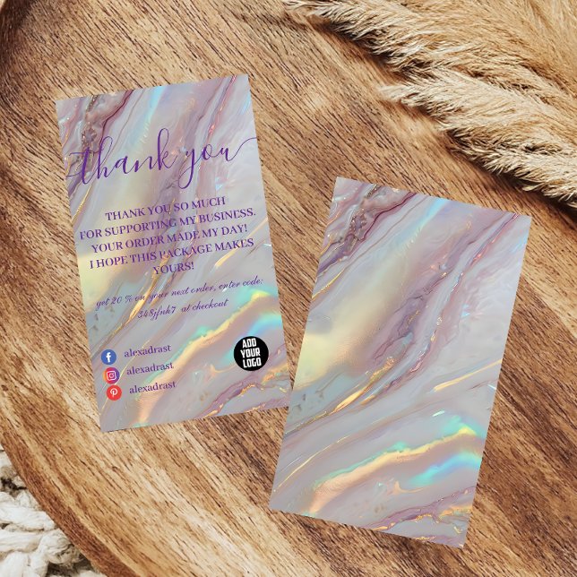 Tarjeta De Agradecimiento Estilo de Lujo Iridescente Glam (Subido por el creador)