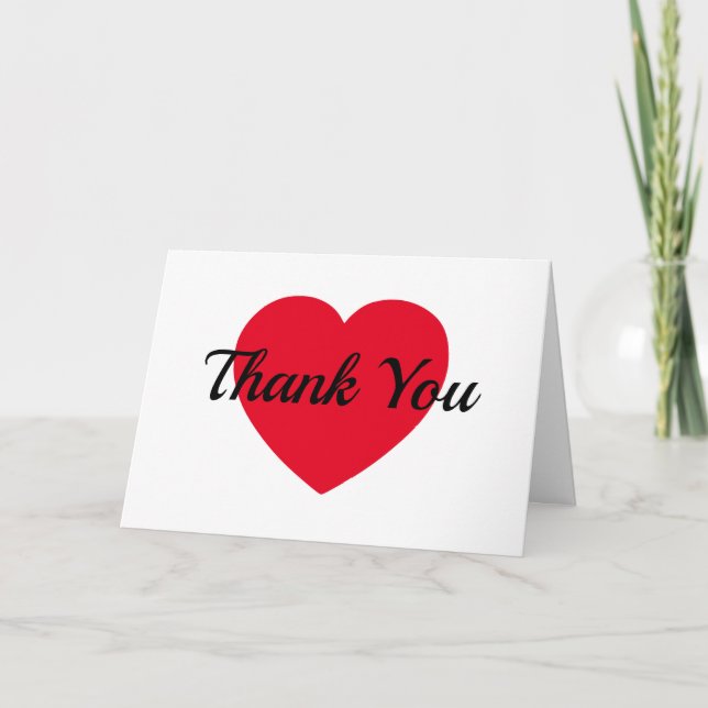 Tarjeta De Agradecimiento Estilo moderno corazón rojo (Anverso)