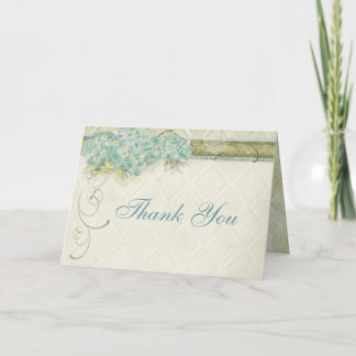 Tarjeta De Agradecimiento Estilo Vintage Aqua Floral Hydrangea Remolino Dama