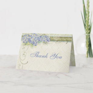 Tarjeta De Agradecimiento Estilo Vintage Floral de Hortensia Azul Remolino D